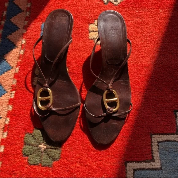 Hermes Shoes Hermes Kitten Heel Sandals Poshmark